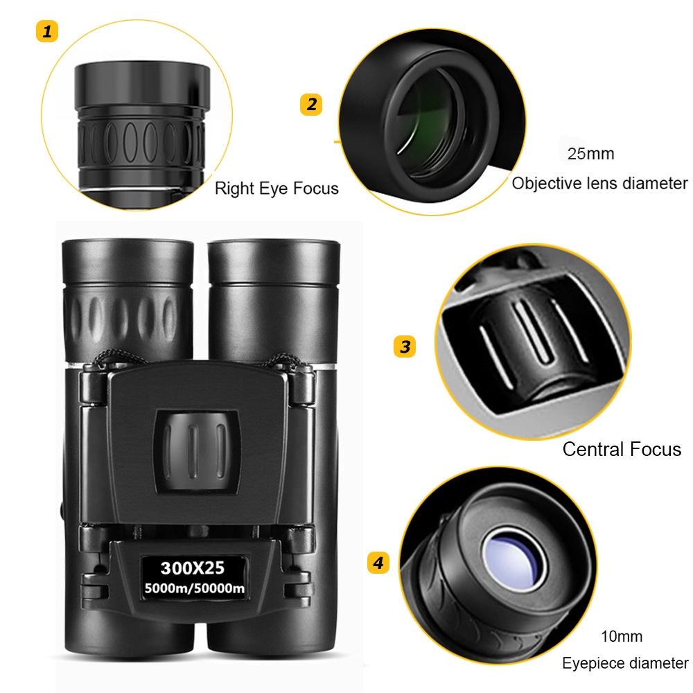 Foldable Hunting Binoculars for Outdoor Adventures - 200 X 25 With Phone Clip
