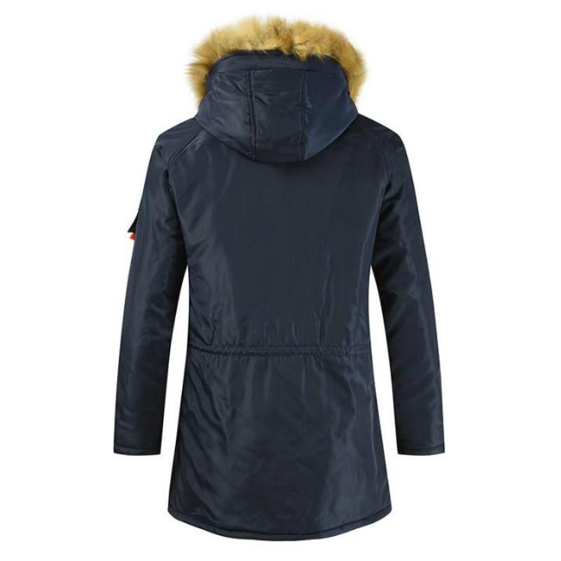 Long Section Cotton Suit Men Plus Velvet Thick Warm Jacket Large Fur Collar Coat Lovers Jacket - Size M - Green