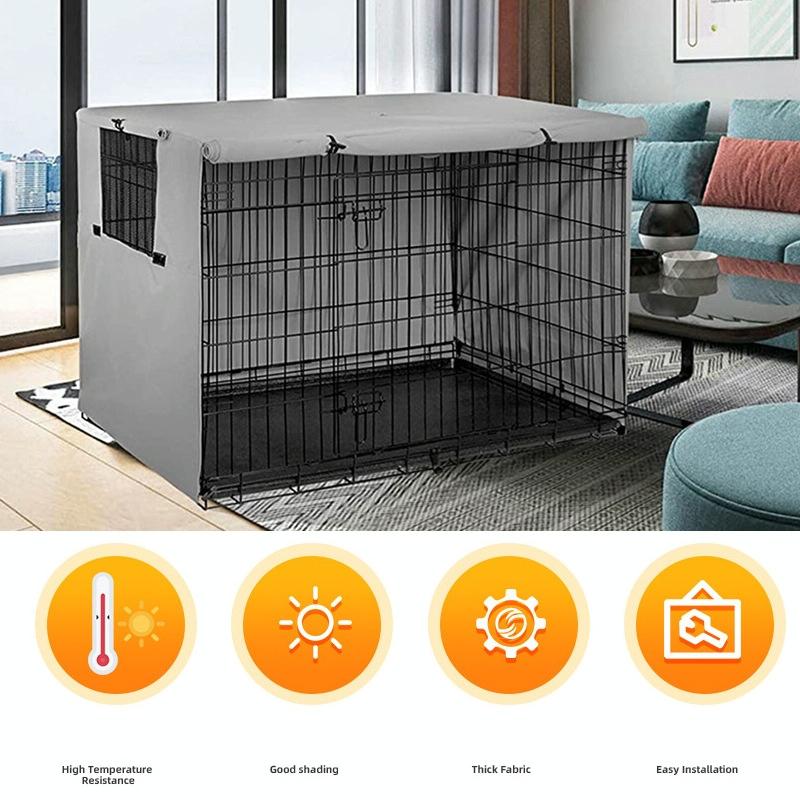 Outdoor Pet Cage Cover - Oxford Cloth Dustproof Rainproof Sunscreen - 124.5x79x84cm - Grey