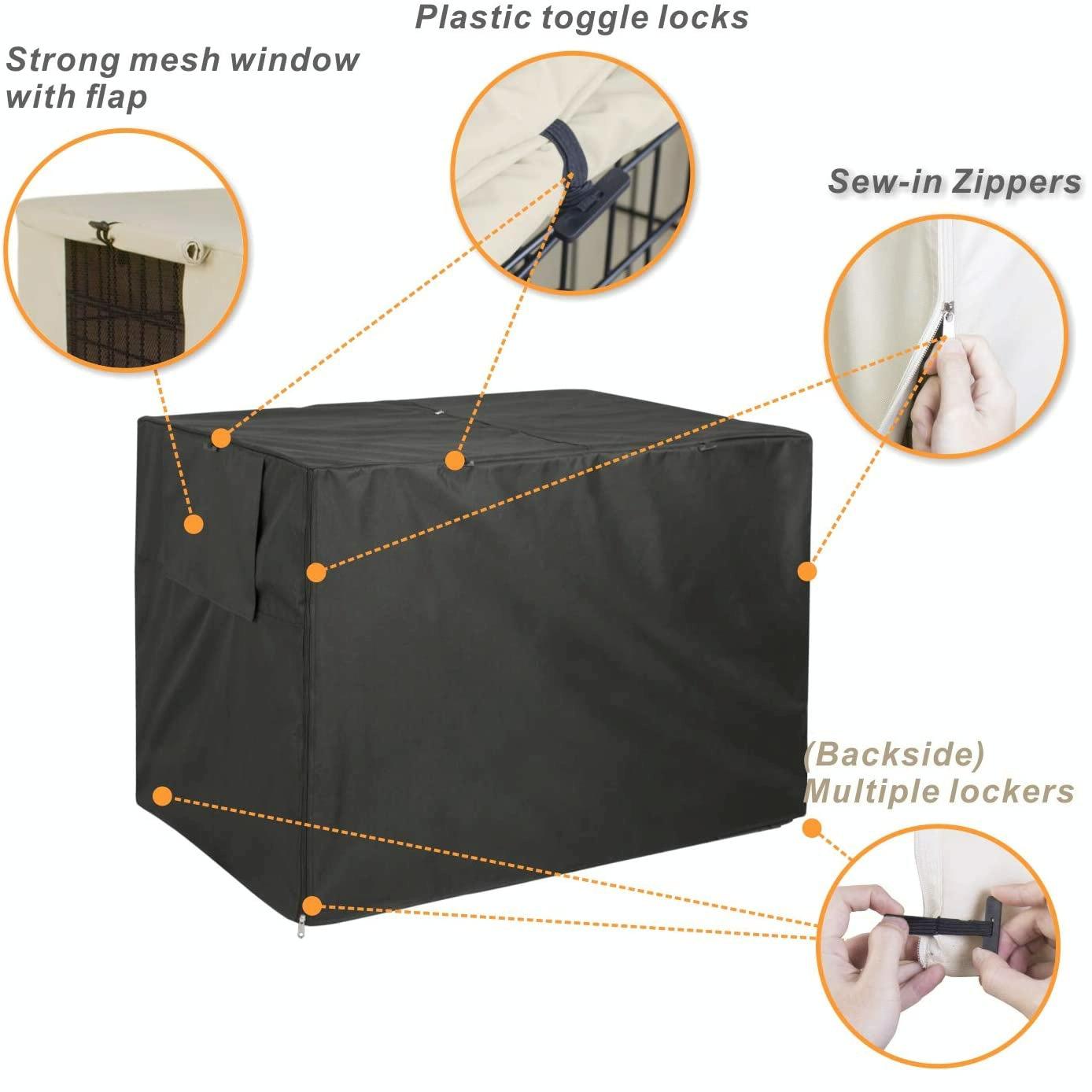Outdoor Pet Cage Cover - Oxford Cloth Dustproof Rainproof Sunscreen - 124.5x79x84cm - Beige