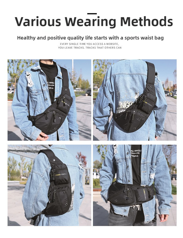 Black Men's Vintage Chest Bag – Multi-functional Waterproof Crossbody Sling Bag for Outdoor Sports