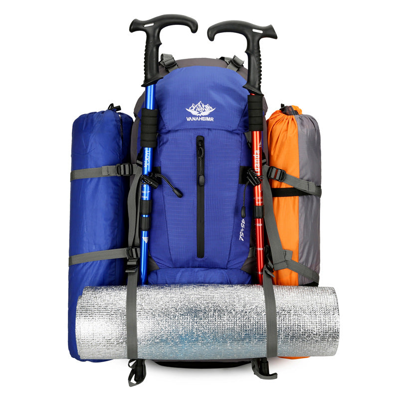 Orange 36-55L Outdoor Hiking Backpack - Durable Water Resistant Travel Bag for Trekking, Camping, and Adventure