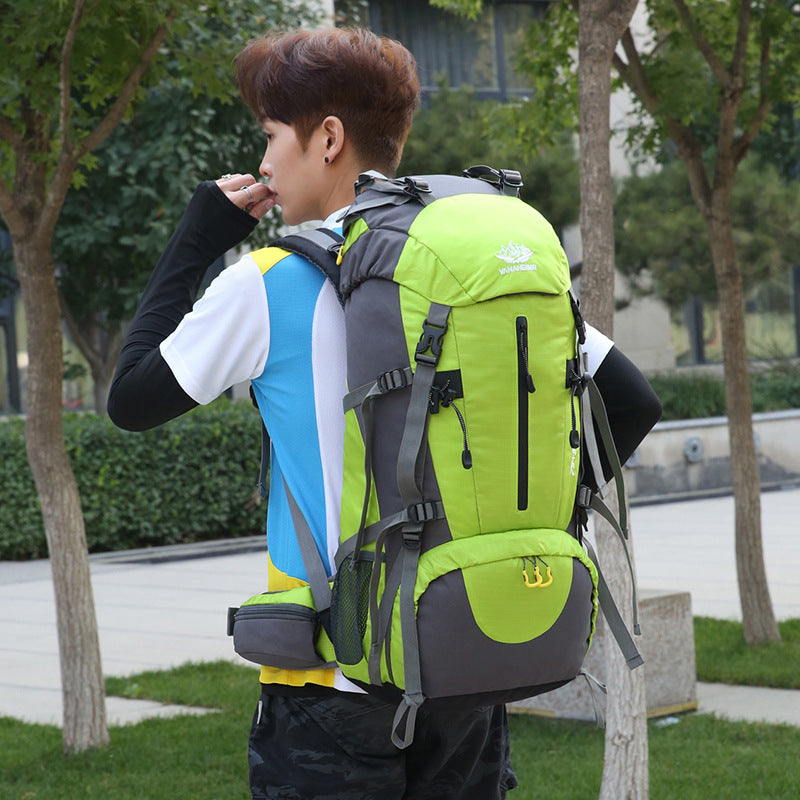 Orange 36-55L Outdoor Hiking Backpack - Durable Water Resistant Travel Bag for Trekking, Camping, and Adventure