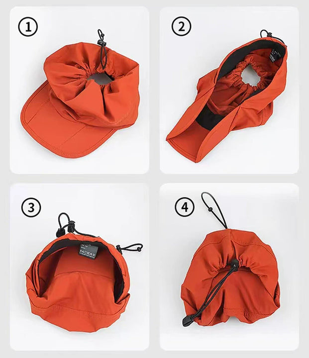 Beige Summer Outdoor Quick Dry Sun Hat - Foldable Visor Cap - UV Protection - 55-58cm