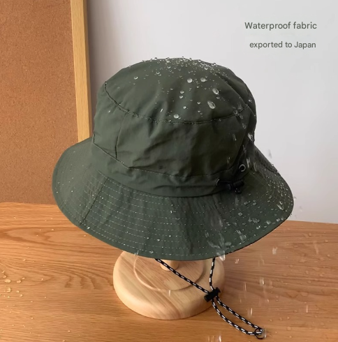 Black 2pcs Waterproof Bucket Hat - Foldable Outdoor Sun Hat - 55-59cm - with Chinstrap