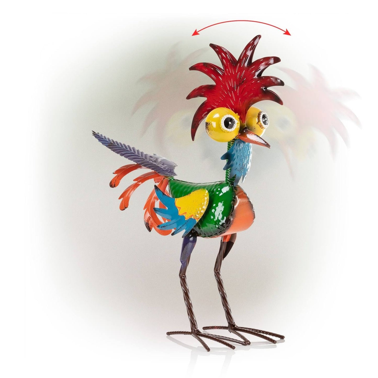 Colorful Garden Rooster Statue - 19 x 22 cm Outdoor Metal Ornament for Lawn and Patio Decor