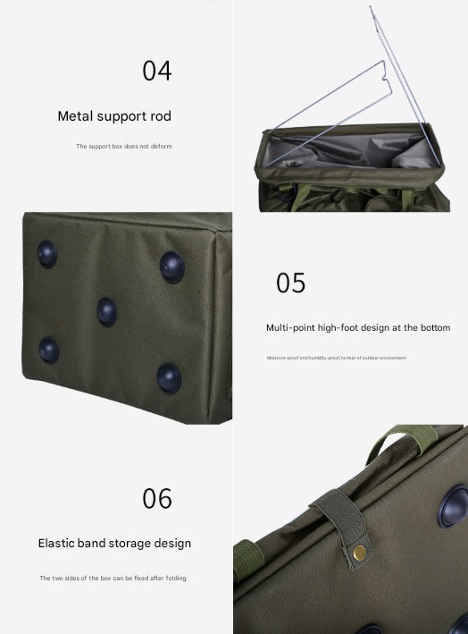 Green Camouflage Heavy Duty Foldable Outdoor Camping Storage Box - Oxford Cloth Collapsible Gear Organizer Tote with Pockets