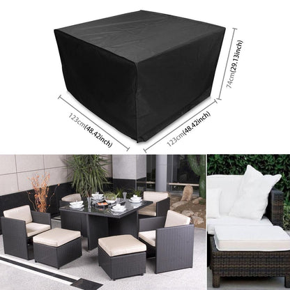 Outdoor Furniture Set Cover - Waterproof Anti-uv Dust-proof - 210d Oxford Cloth - 123x123x74cm - Black