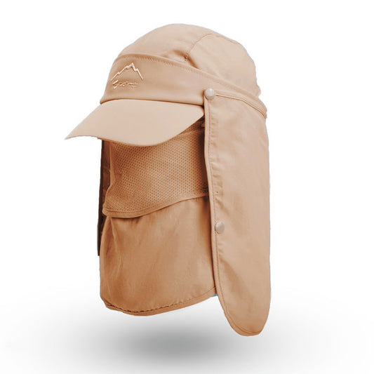 Khaki UV Protection 4-in-1 Outdoor Sun Hat with Removable Flaps