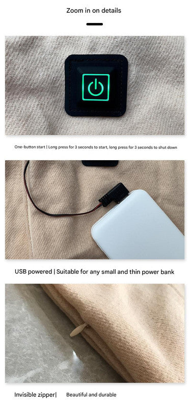 Gray Heated Scarf - Electric Warming Scarf, Winter Outdoor Essential (Without power bank)