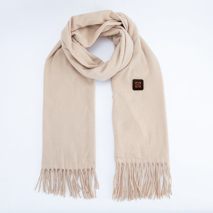 Khaki Heated Scarf - Electric Warming Scarf, Winter Outdoor Essential (Without power bank)
