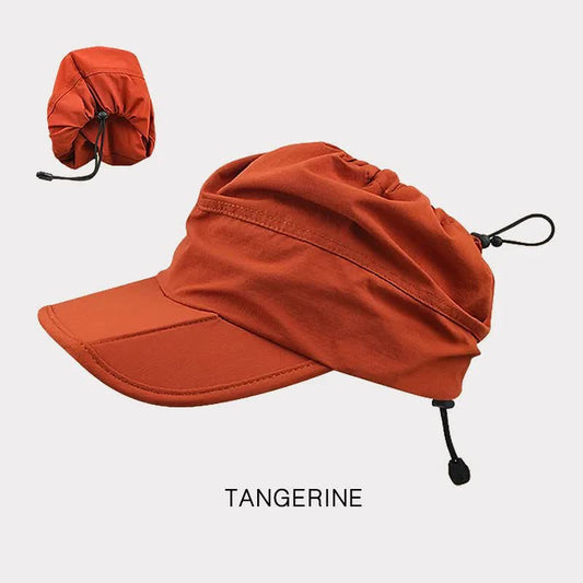 Orange Summer Outdoor Quick Dry Sun Hat - Foldable Visor Cap - UV Protection - 55-58cm