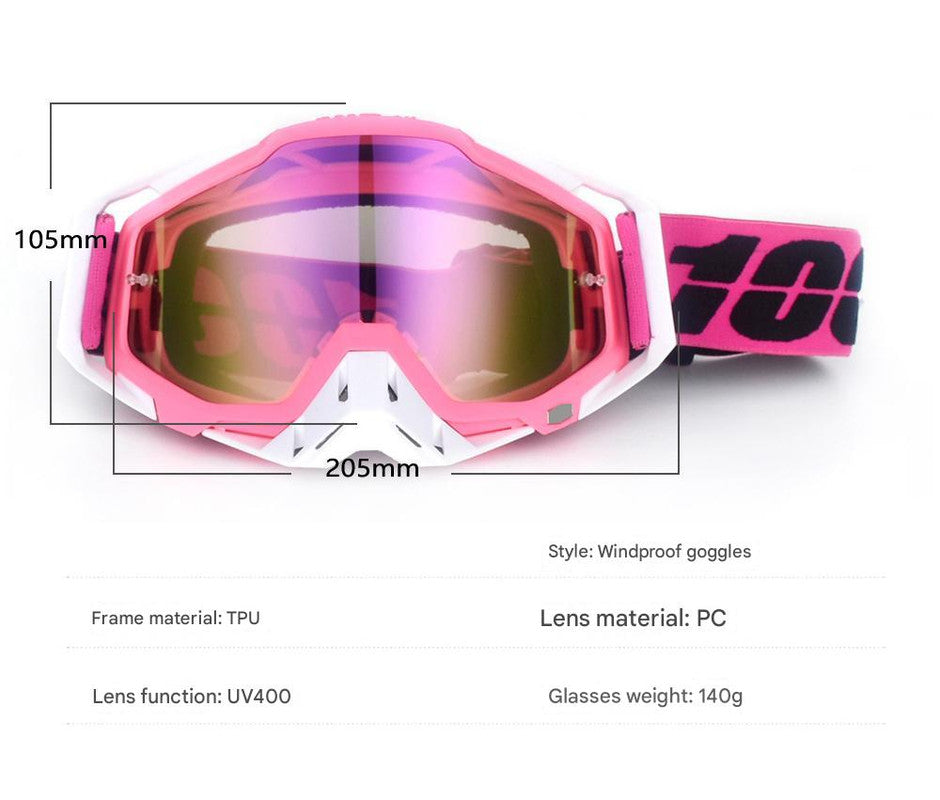 Red and black Motorcycle Goggles - UV-Protective Anti-Dust Riding Glasses for Outdoor Sports(Red lenses)