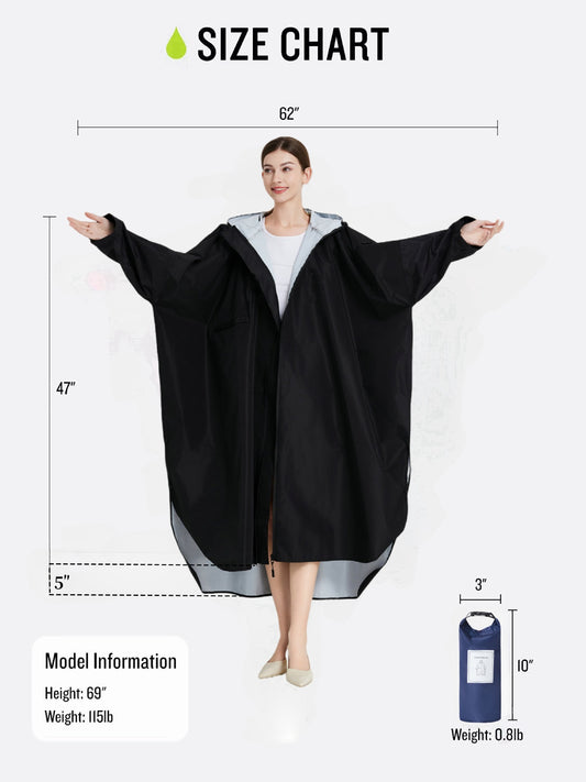 Yellow Stylish Waterproof Raincoat Poncho - Long, Packable for Outdoor Travel & Hiking
