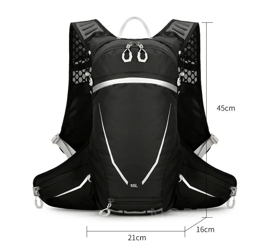 Red Lightweight 16L Outdoor Cycling & Hiking Backpack - Water-Repellent Nylon Daypack with Reflective Strips