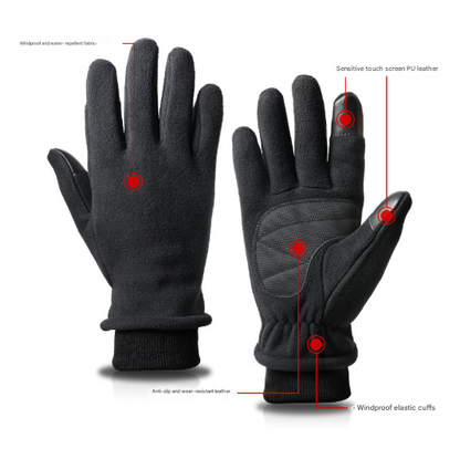 M Navy Blue Warm Windproof Touchscreen Gloves - Anti-Slip Grip for Winter Cycling & Outdoor Sports