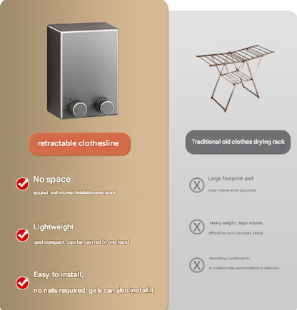 Silver Retractable Stainless Steel Clothesline - 4.2m Indoor and Outdoor Drying Solution