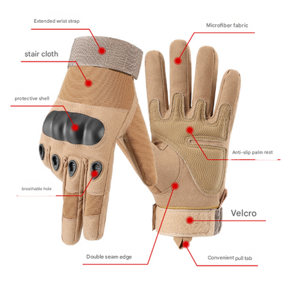 XL Black Hard Knuckle Tactical Gloves - Full-Finger Protective Gear for Motorcycle, Cycling & Outdoor Sports