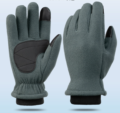 M Grey Winter Fleece Touchscreen Gloves - Warm & Water-Repellent for Cycling & Outdoor Sports