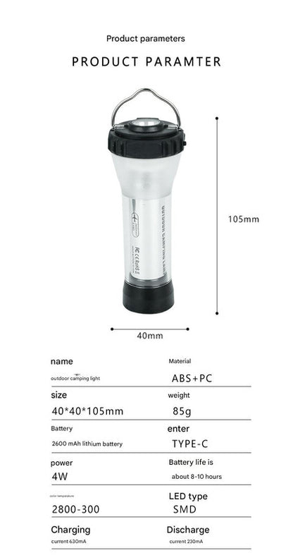 Portable Outdoor Camping Lantern with Tripod Stand, Soft Light Diffuser & USB-C Charging(green)